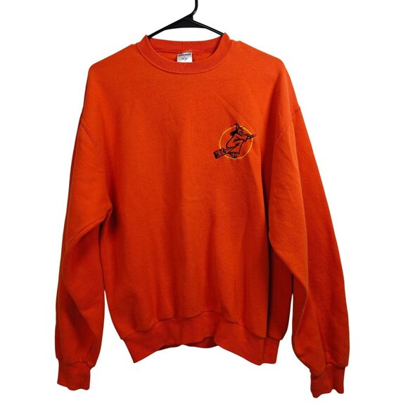 Vintage Jerzees Halloween Orange Crewneck Sweatshirt Witch Embroidery Sz Medium - Picture 1 of 12